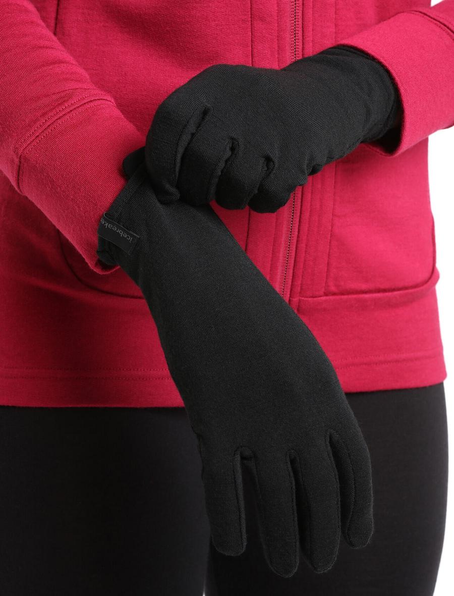 Icebreaker Unisex Merino 260 Tech Glove Liners Férfi Kesztyű Fekete | HU 1059VRWD